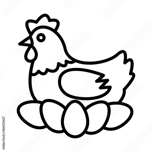 Chicken nest with eggs outline icon