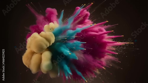Makeup Powder Explosion. Slow Motion Cosmetic Puff. Abstract Beauty & Fashion Background