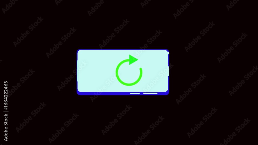Modern tablet screen animation refresh cycle green arrow app software ...