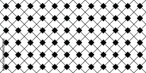 Geometric diamond lattice seamless vector pattern, black grid texture with rhombus shapes, abstract modern repeating background design for fabric, wallpaper, wrapping paper, and decorative projects
