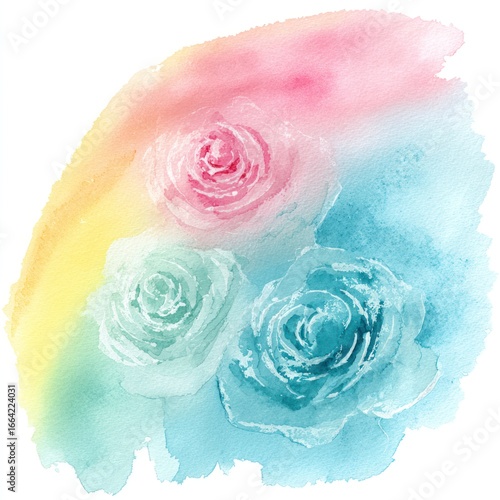 Delicate watercolor roses in pastel hues