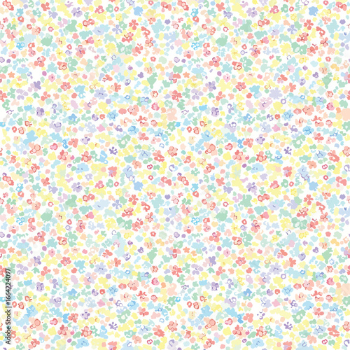 Seamless Pattern, Delicate floral pattern with pastel hues and a densely packed arrangement of tiny flowers Stock royalty free.