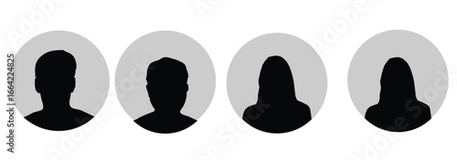 Simple Gray Avatar Icons Representing Male And Female Profiles. Vector Minimalist Design With A Professional Touch