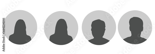 Simple Gray Avatar Icons Representing Male And Female Profiles. Vector Minimalist Design With A Professional Touch