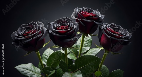 Dark roses close-up bouquet