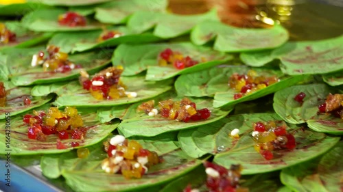 Close up shot of Meetha paan/sweet beeda recipe