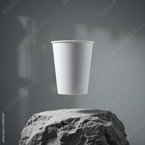 Minimal White Tumbler Mockup on Stone Surface