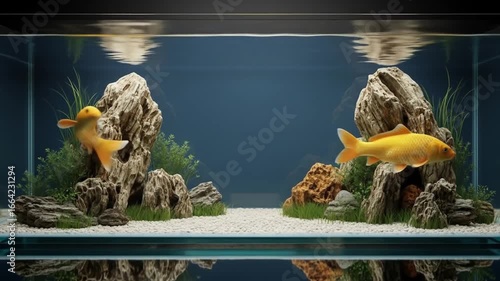 Mesmerizing Goldfish Serenity: A Peaceful Aquarium Display with Gentle Swimming and Natural Beauty