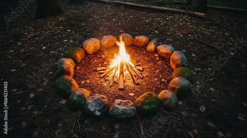 Cozy Campfire Video: A Warm and Relaxing Scene of Flames in the Wilderness Ambience