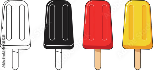 Popsicle icon, ice cream bar, frozen dessert, colorful ice lolly, summer sweet, cold treat, cartoon popsicle, fruity dessert