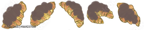 Chocolate Croissant PNG Illustration for Bakery and Cafe Design