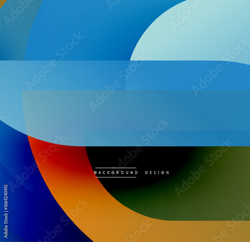 Abstract geometric shapes overlap. Blue dominates, with orange, green, black accents. Modern design evokes fluidity, depth. Free Download Abstract geometric shapes overlap. Blue dominates, with orange, green, black accents. Modern design evokes fluidity, depth. - GFXLoad