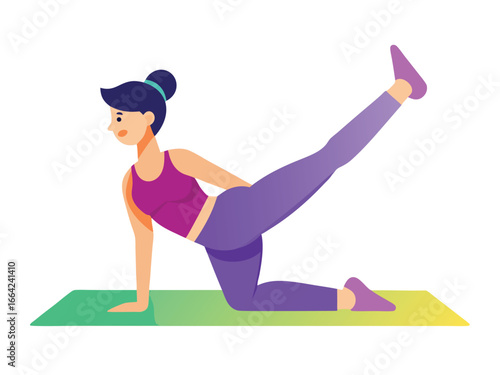 Woman doing leg exercise isolated on white background for fitness and health concept