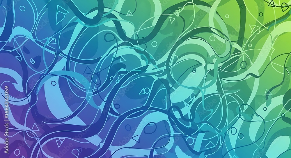 Fototapeta premium Abstract Colorful Wavy Lines on Gradient Background.