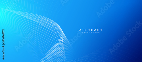 Blue minimal dynamic curved lines abstract futuristic hi technology background with lighting effect