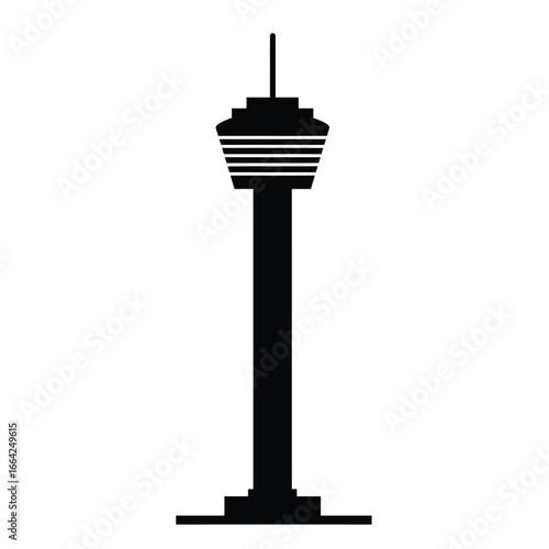 Tall tower structure with antenna black white