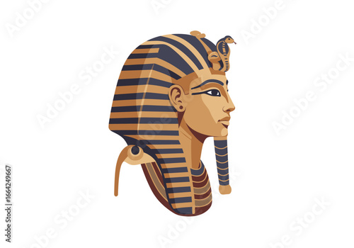 Egyptian Pharaoh Portrait with Nemes Headdress and Uraeus Cobra