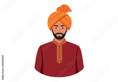 Man in Turban and Traditional Indian Attire
