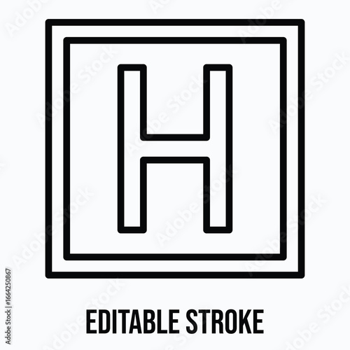 Hospital Signboard, Medical Icon Sign Vector Icon, Isolated Vector Lineal Style Icon, Editable Stroke.