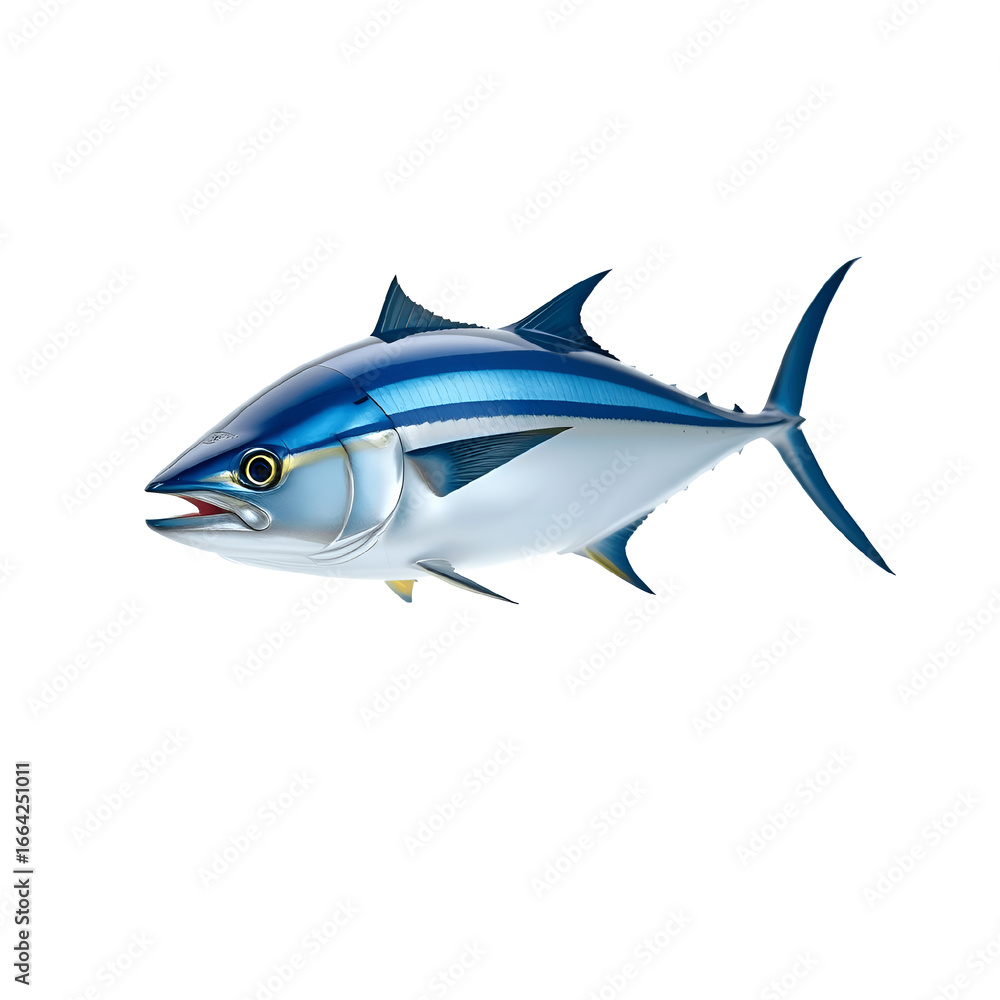 Fototapeta premium Blue Tuna Fish Illustration on White Background