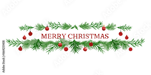 Merry Christmas pine divider with baubles