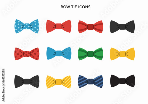 Colorful bow tie icons with transparent background