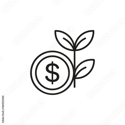 Coin with a plant symbolizing financial growth, investment in nature, and economic opportunity in agriculture