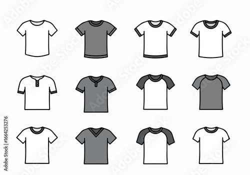 T-shirt mockups in various colors with transparent background