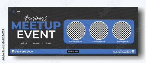 Business Startup Event Banner Template with Teamwork and Speaker Photos