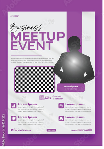 Modern Business Meetup Event Flyer Template with Professional Man and Purple Accents