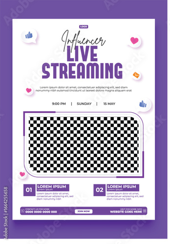 Influencer Live Streaming Announcement with Woman and Makeup Kit