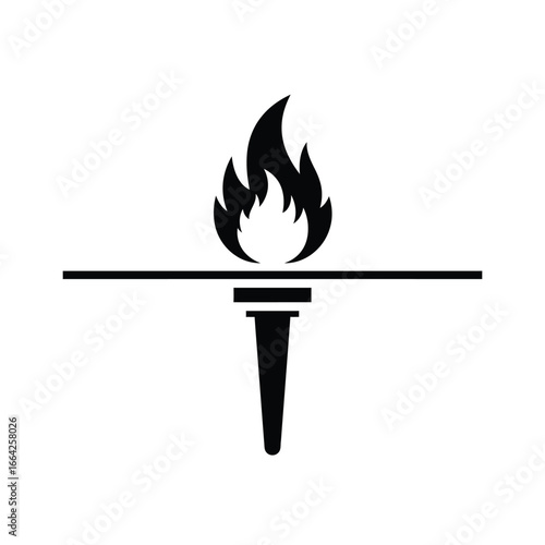 Black torch flame on white fire light