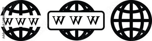 Website Icon set. Vector www icon, international connectivity global awareness, www icon Web click icon, stroke designs.,
