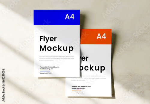 A4 Flyer Mockup with Blue and Orange Borders