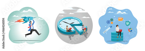 Working alone or startup business owner. Part time job. Database administration concept.