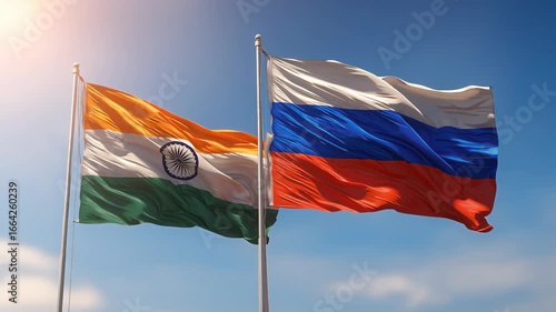 International relations celebration india and russia flags in unity outdoor event clear sky diplomatic significance