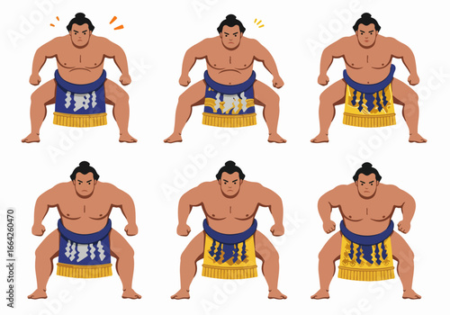 Sumo wrestler poses with transparent background