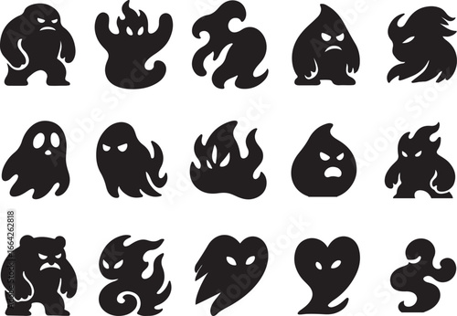 Spooky Ghost Monsters - Halloween Silhouette Vector Art Set for Creepy Digital Designs