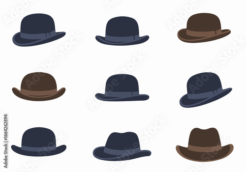 Collection of various men's hats with transparent background