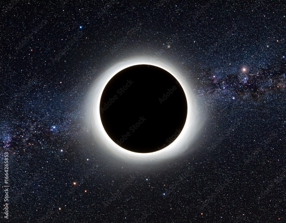 Obraz premium Total Solar Eclipse in Space with Milky Way