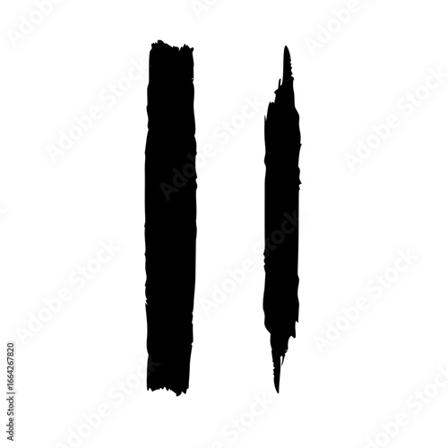 Abstract black paint strokes on white background, artistic brush marks illustration concept