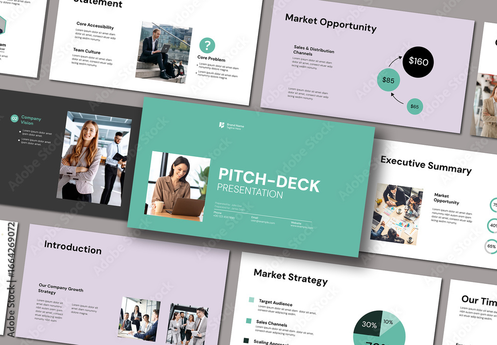 Pitch Deck Presentation Template Design Layout Stock Template | Adobe Stock