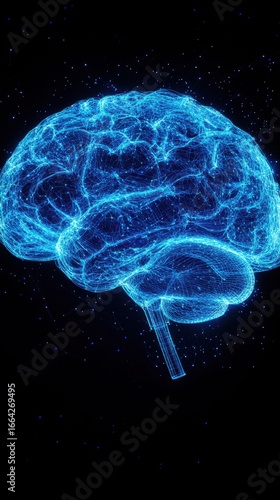 Wallpaper Mural 3D holographic representation of a human brain illuminated in blue colors with a dark background Torontodigital.ca