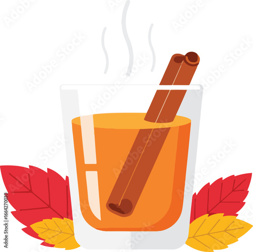 Apple cider with cinnamon sticks autumn fall drink