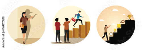 Cheating or hiding the truth concept. Courage or challenge. Skill development  for career growth.
