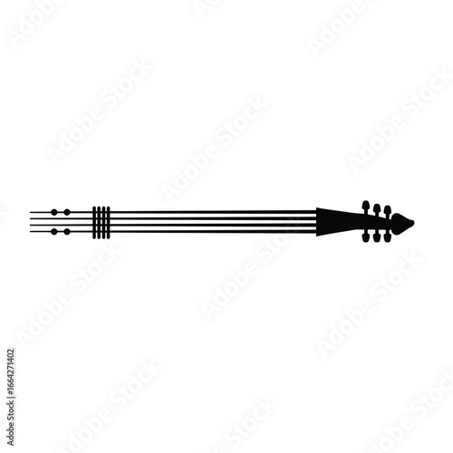 Black silhouette of a stringed instrument neck vector