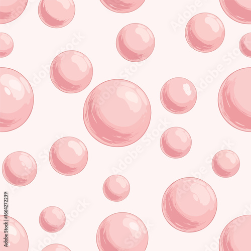 Seamless Pattern, Seamless pattern of pink bubbles with sketch effect on light pink background Stock royalty free  image.