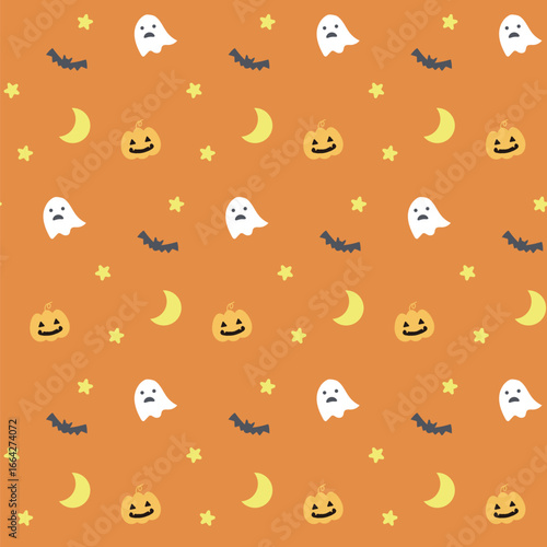 ポップなハロウィンナイトのシームレス背景・オレンジ
