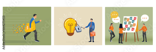Lose money investment concept in financial crisis. Intellectual property. Business discussion.