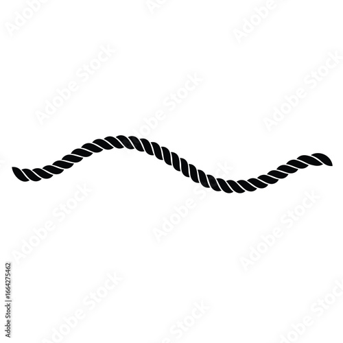 Black twisted rope wavy line vector